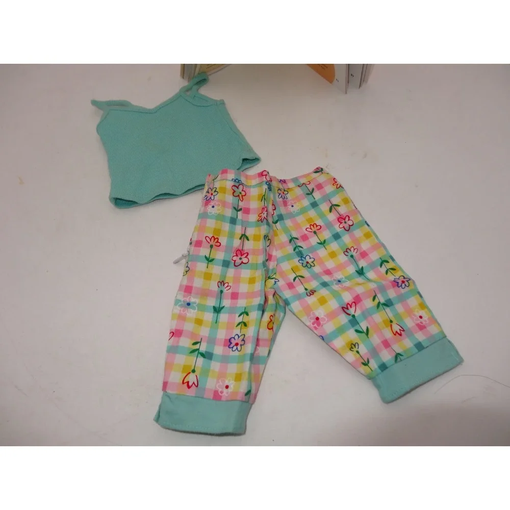 American Girl Doll Picnic Time Camisole Floral Plaid‎ Pants and Guide Book